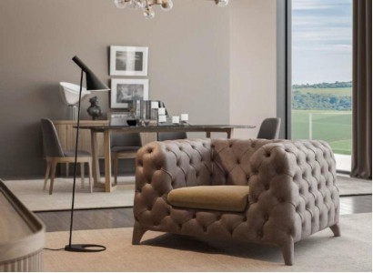 Chesterfield Taupe Armchair Chesterfield Armchair Upholstered Armchair Living Room